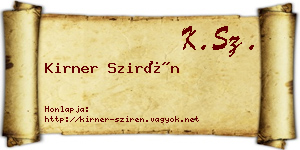 Kirner Szirén névjegykártya